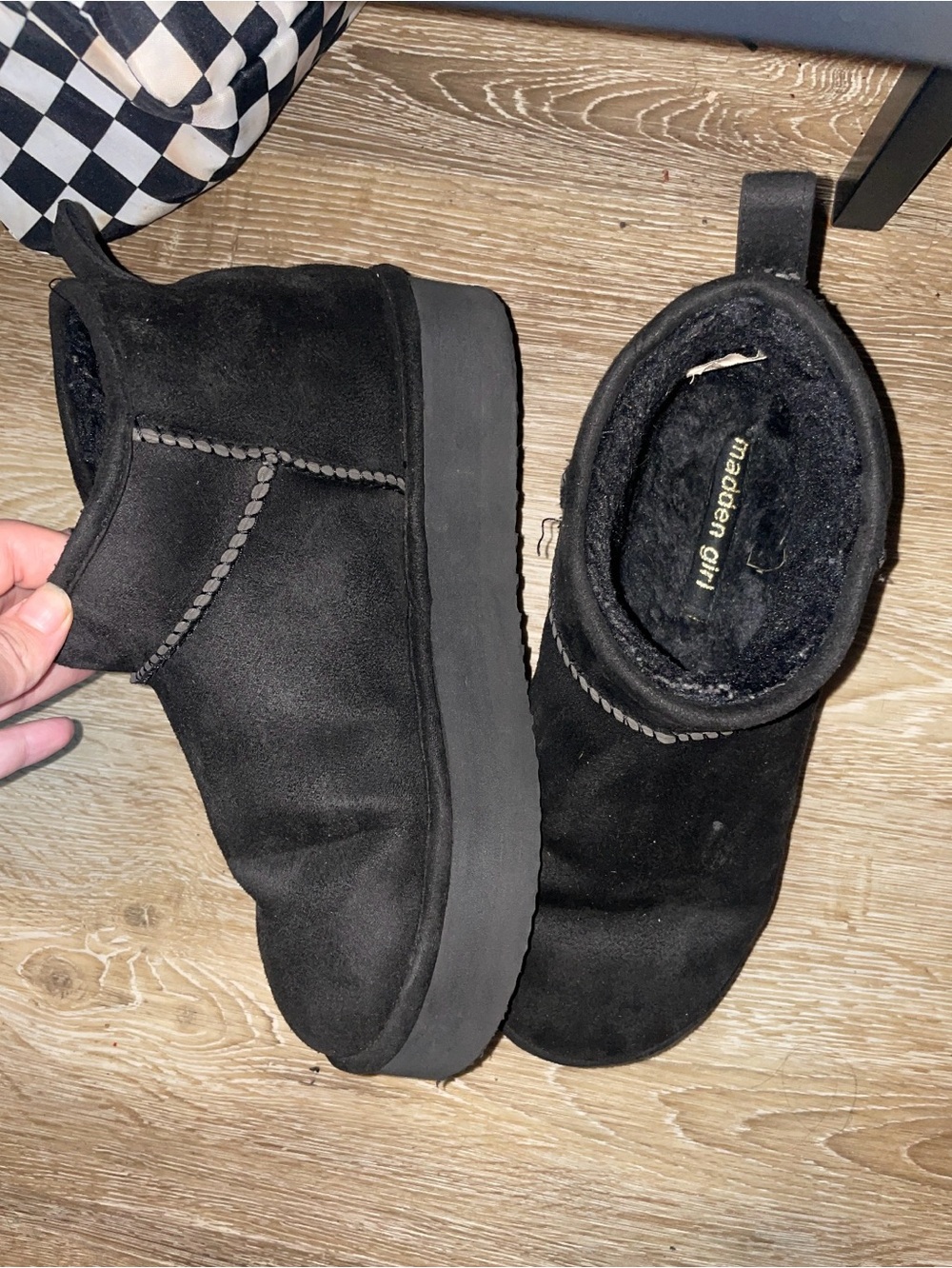Madden Girl Black Suede Braided Trim Ankle Bootie